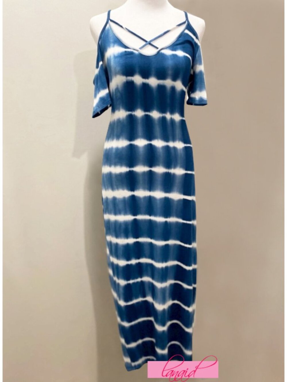 UO Tie-Dye Off-The-Shoulder Strappy Cut-Outs Open Back Striped Edgy Cutout Maxi